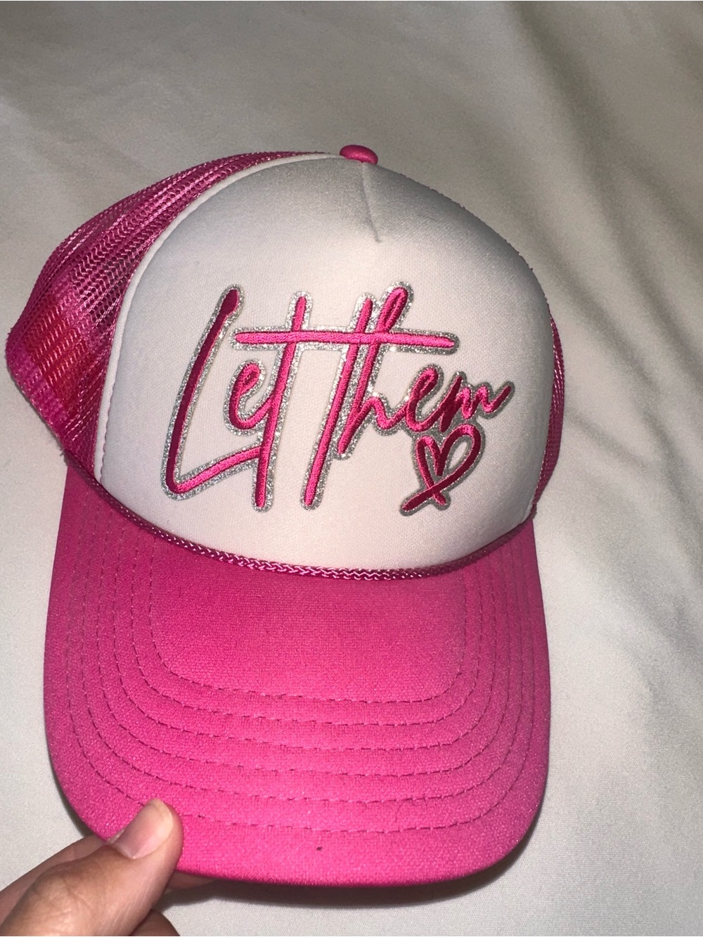 OTTO Pink and White 'Let Them' Mesh Trucker Hat